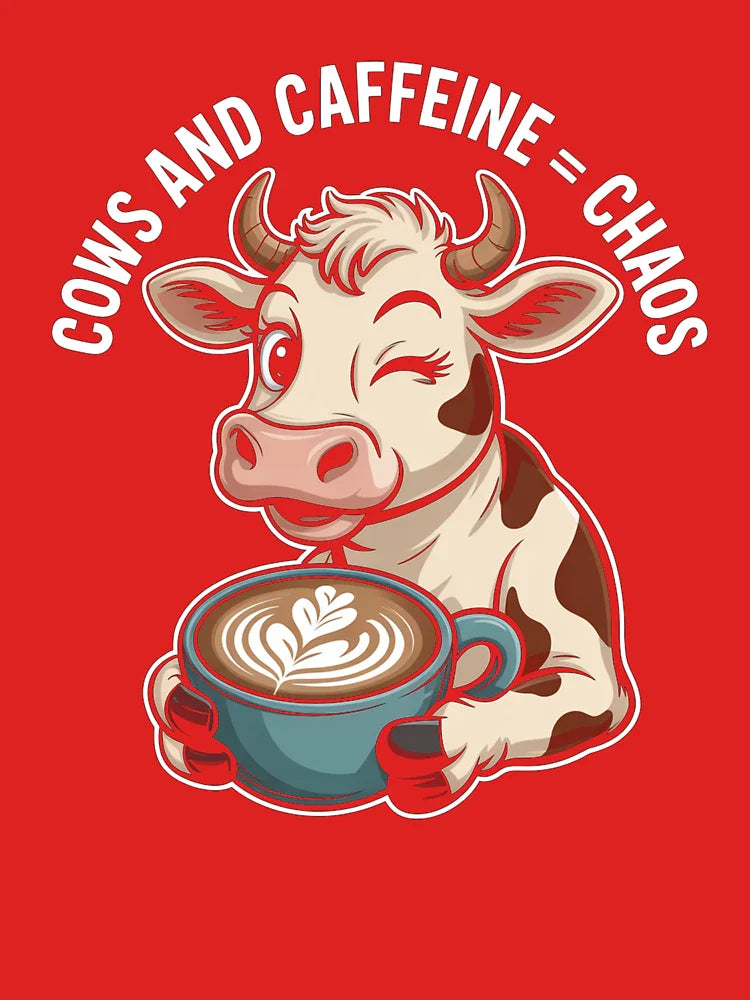 Cows and Caffeine Chaos T-Shirt | Funny Coffee Lover Cow Humor Tee Classic T-Shirt