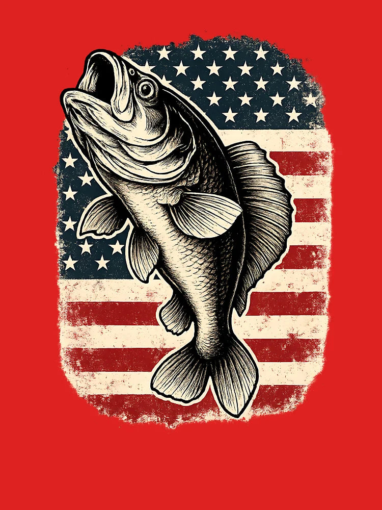 Patriotic Fishing 4th of July Men American Flag Bass Fishing Classic T-Shirt