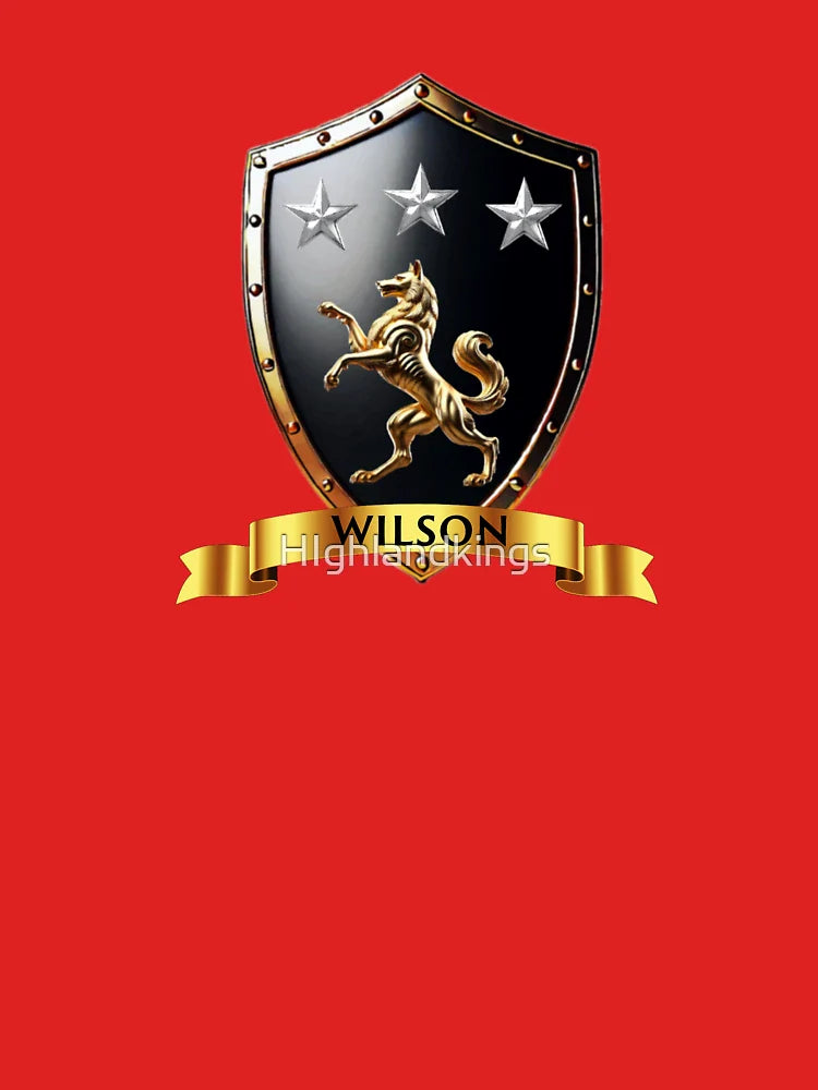 Wilson Crest Shield  Rearing Wolf & Stars with Golden Banner Classic T-Shirt