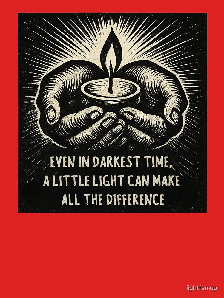 Light in Darkness Linocut Candle Symbol Classic T-Shirt