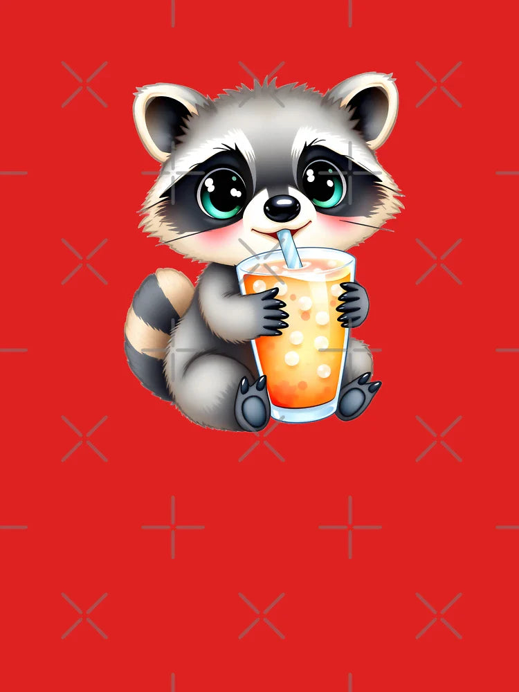 Happy Raccoon Enjoying Bubble Tea Classic T-Shirt