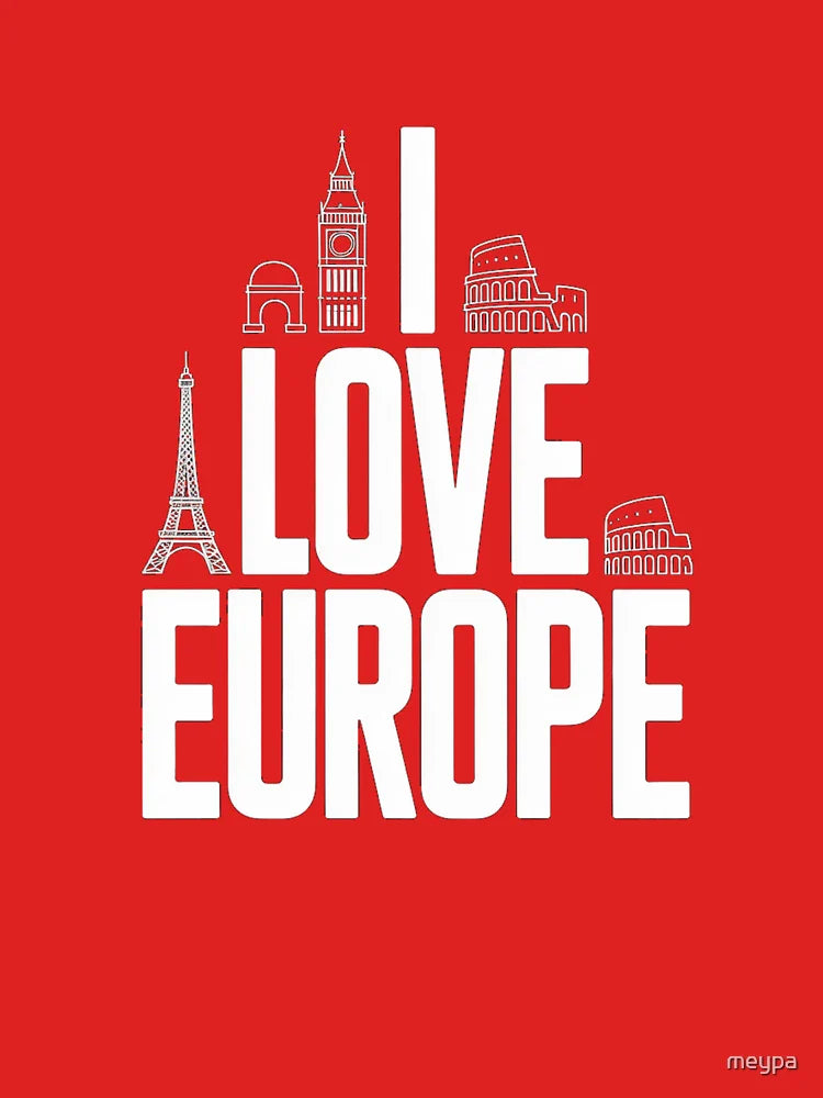 I Love Europe: Iconic Landmarks Travel Enthusiast Design Classic T-Shirt