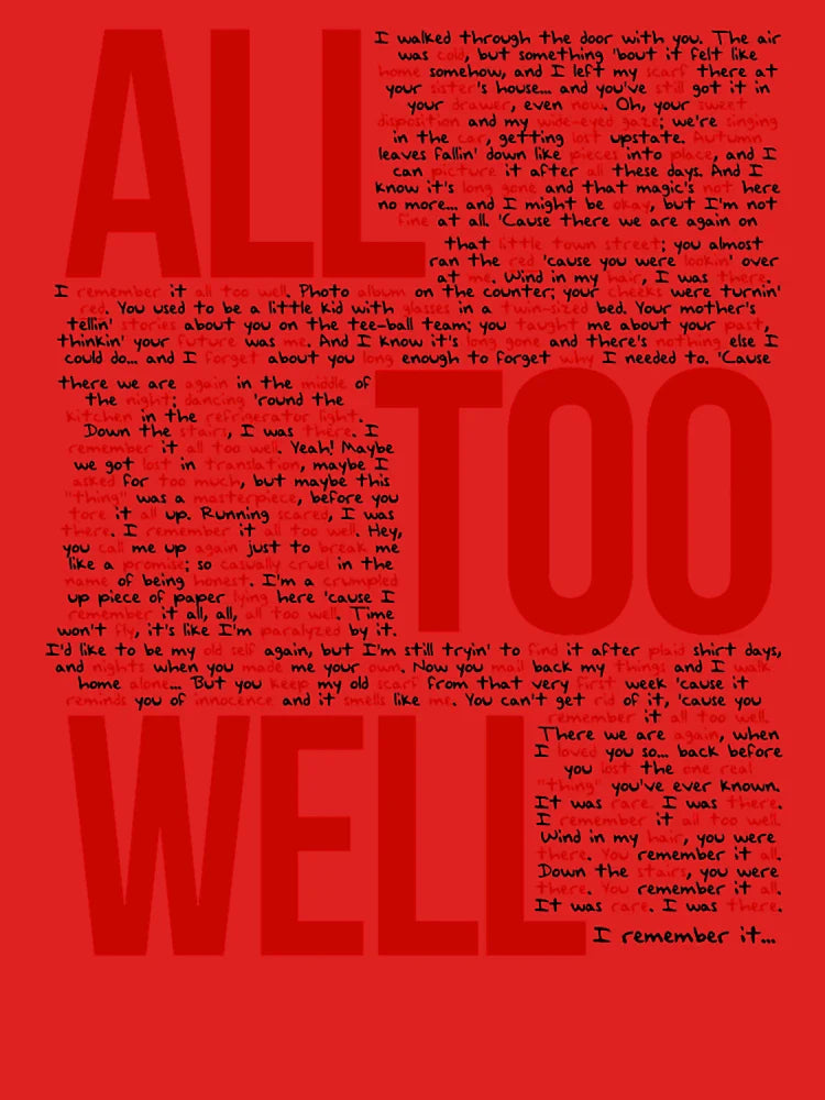 All Too Well (all lyrics) in White  Classic T-Shirt