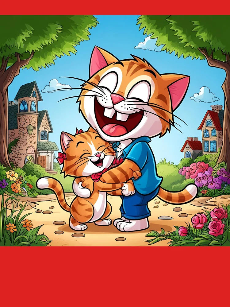 Laughing cats hugging each other Classic T-Shirt