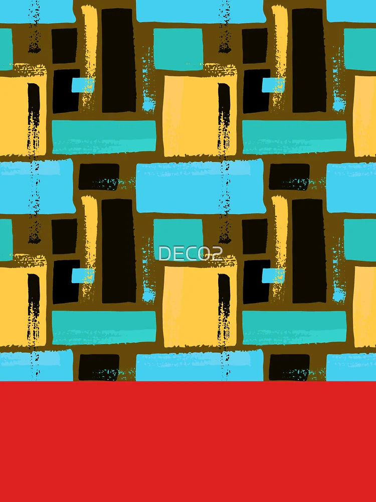 Aqua, Teal, And Yellow Rectangle Designs Abstract Pattern Classic T-Shirt