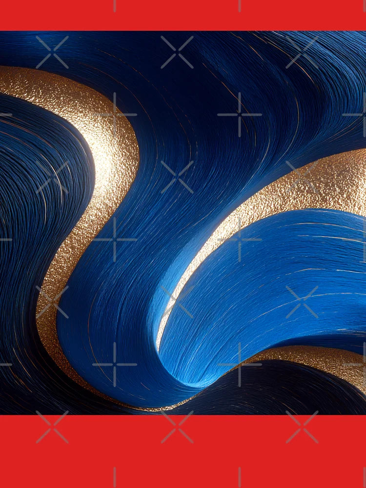 Azure & Gold Veins: Abstract Blue Wood Grain Flow Classic T-Shirt
