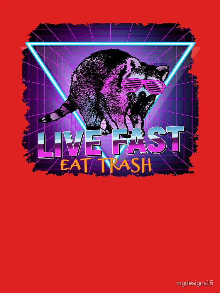 Raccoon Raccoons Live Fast Eat Trash Panda Funny Retro Gift Classic T-Shirt