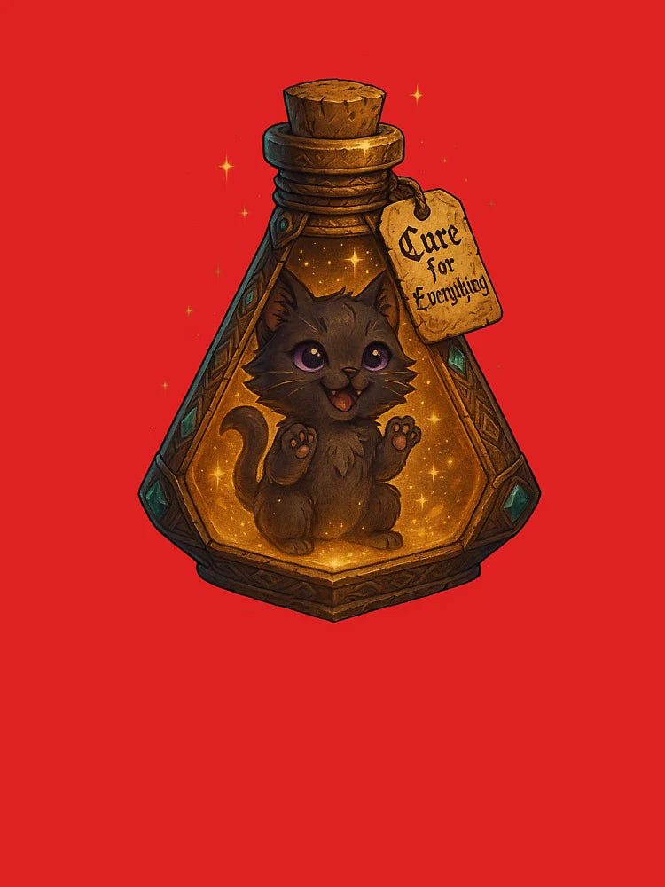 Cure for Everything – Cute Cat in Potion Bottle (Kawaii Design) Classic T-Shirt