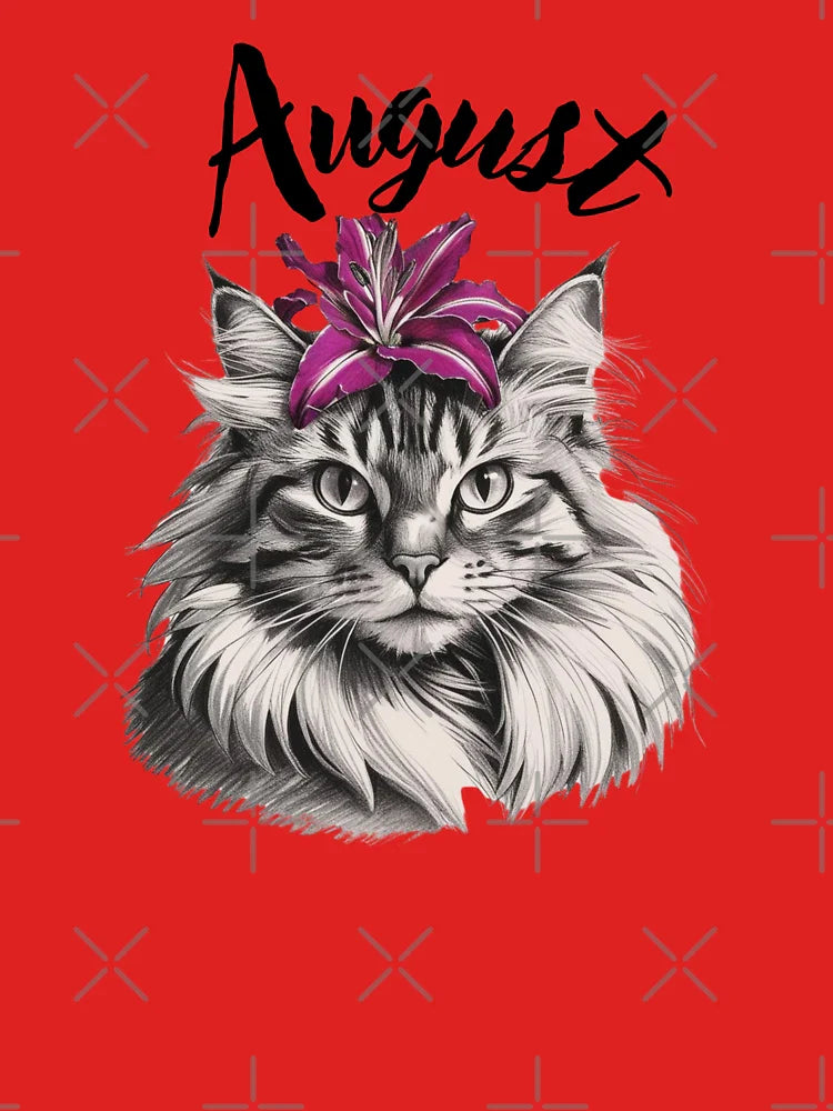 August Birth Flower Gladiolus with a Cat Classic T-Shirt