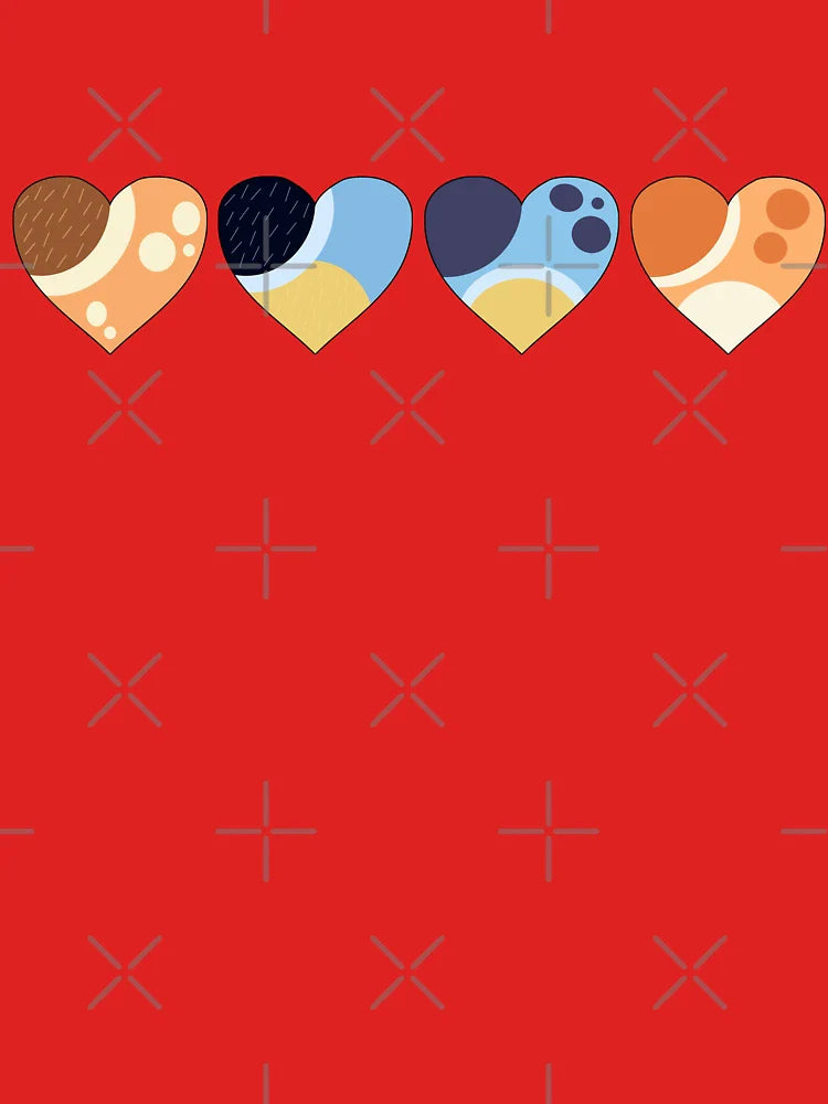 Heeler Family Love Hearts | Bluey-Inspired Color Palette Hearts Classic T-Shirt