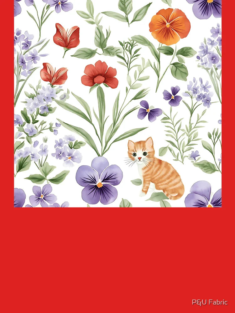 Cute kitten hiding in flower garden Classic T-Shirt