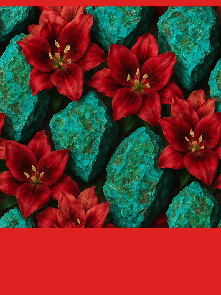 Turquoise Stone and Crimson Lily Fusion Classic T-Shirt