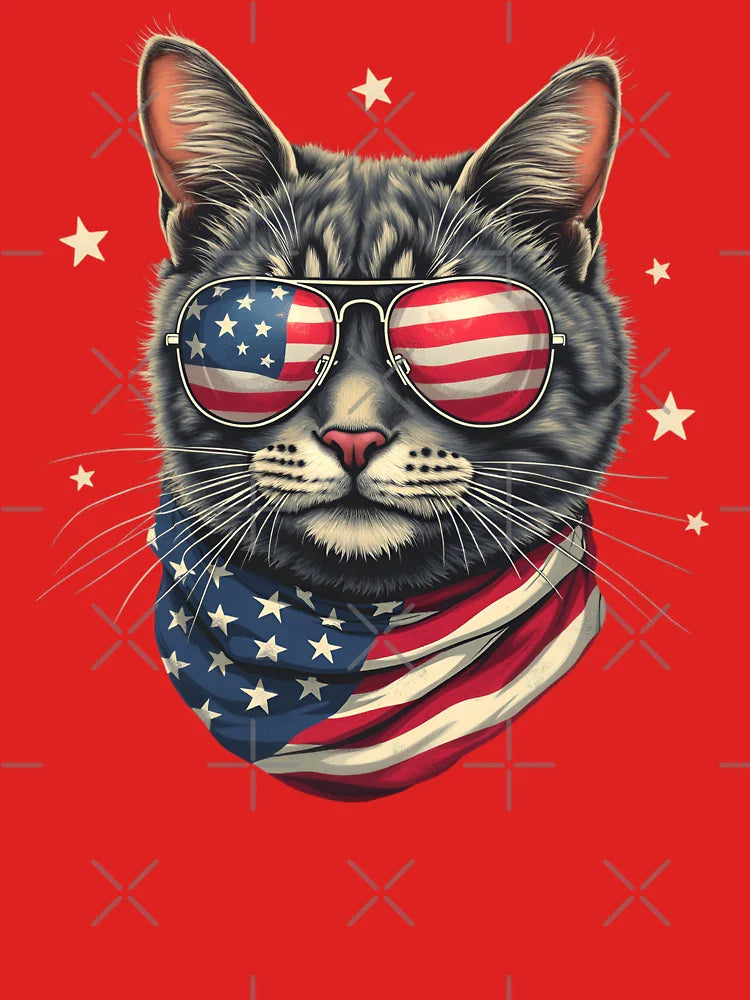 4th of July Meowica American Flag Cat Classic T-Shirt