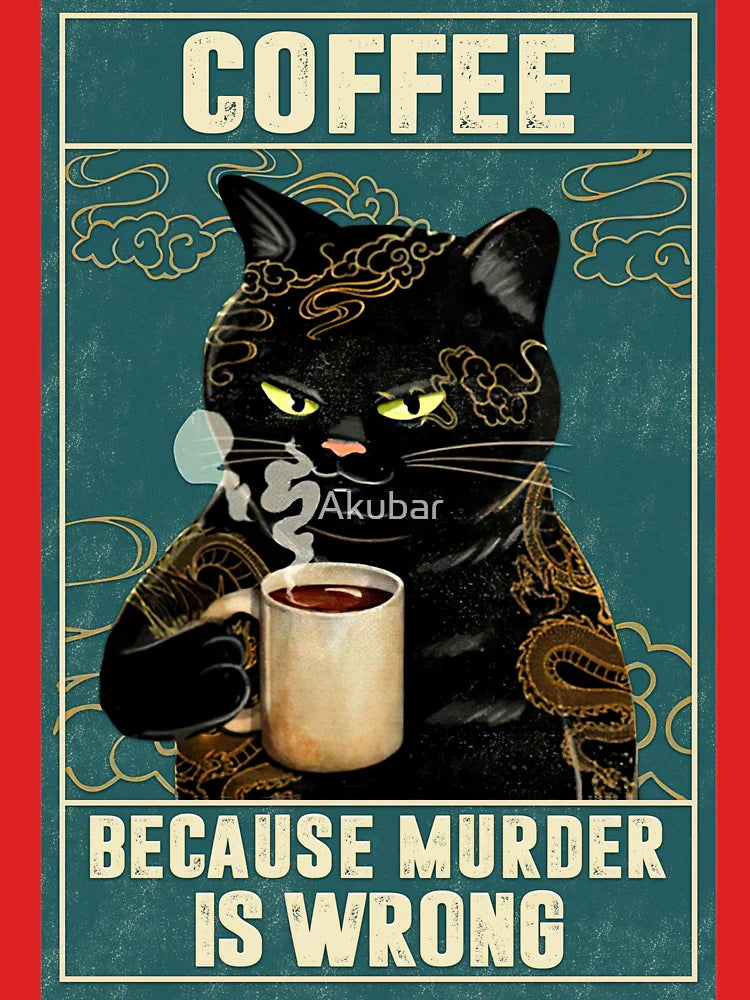 Cat Tattoo Coffee Because Murder Is Wrong Classic T-Shirt