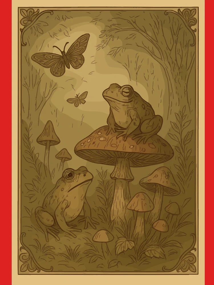Forest Daydream – Vintage Frog & Mushroom Illustration Classic T-Shirt