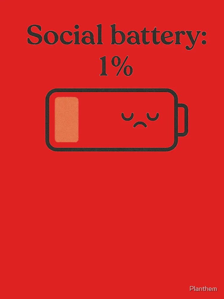 Social Battery 1% – Low Energy Introvert Humor Classic T-Shirt