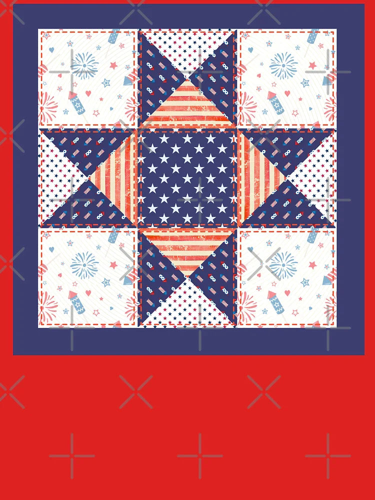 4th of July Ohio Star Quilt Block Classic T-Shirt