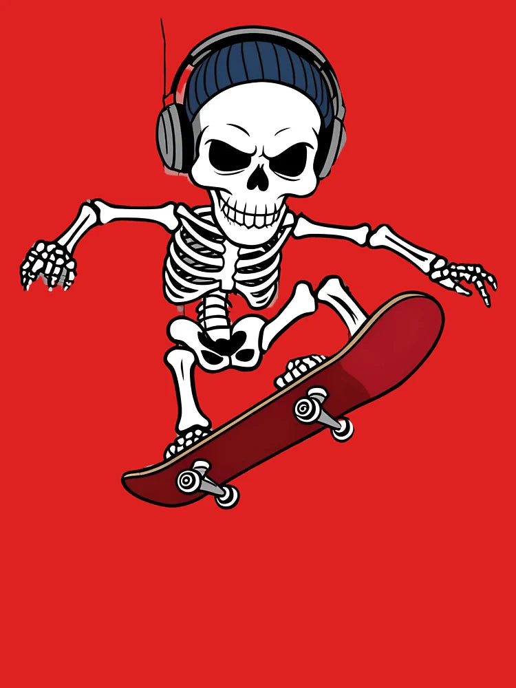Skater Skeleton with Headphones Classic T-Shirt