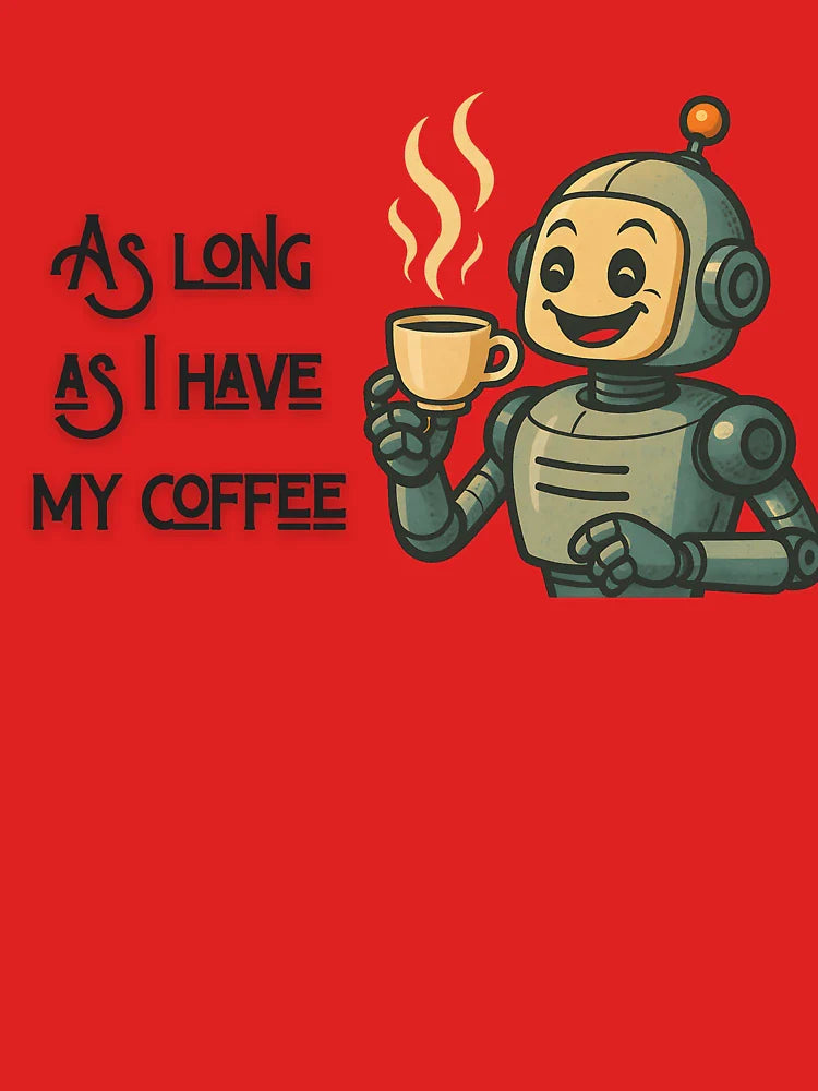 Robot Drinking Coffee - Funny Caffeine Lover Cartoon Design Classic T-Shirt