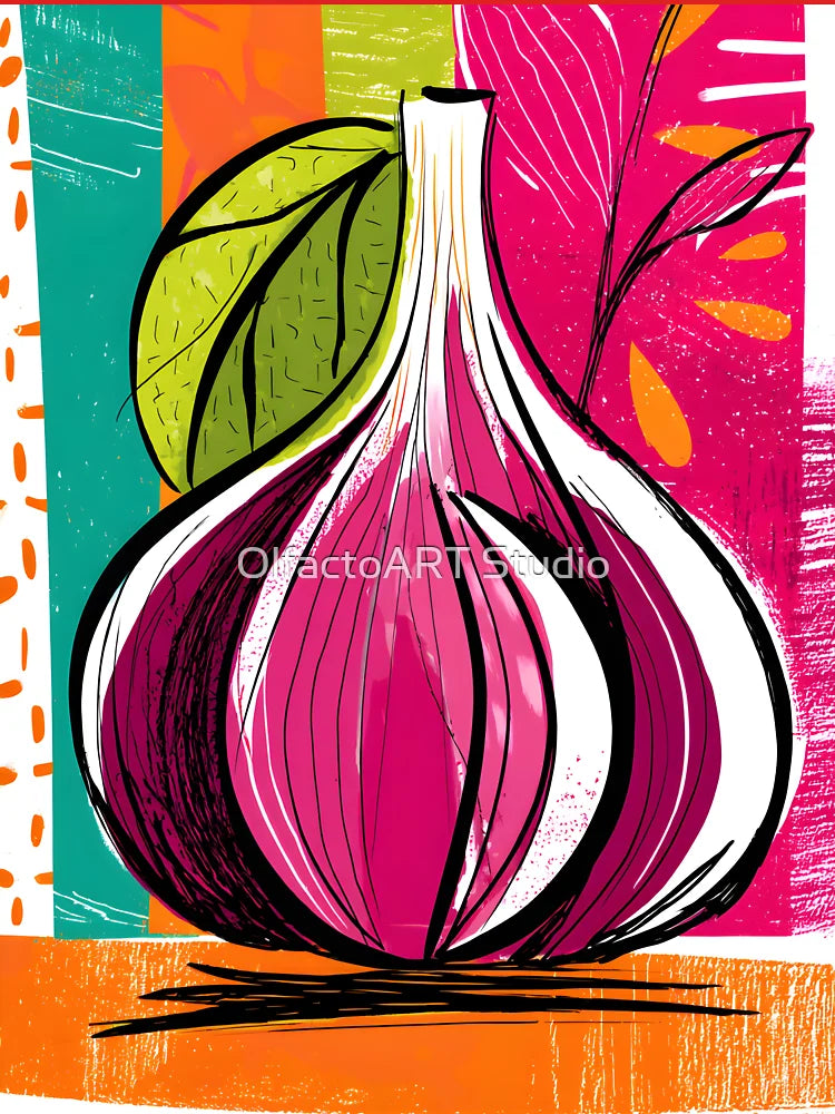 Spice Meets Style - A Bold Garlic Portrait with Abstract Flair and Vibrant Hues Classic T-Shirt