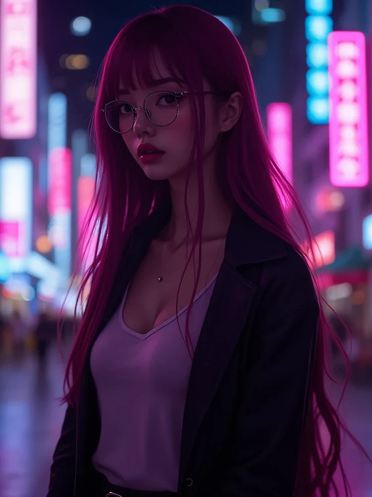 Anime Girl Neon Classic T-Shirt