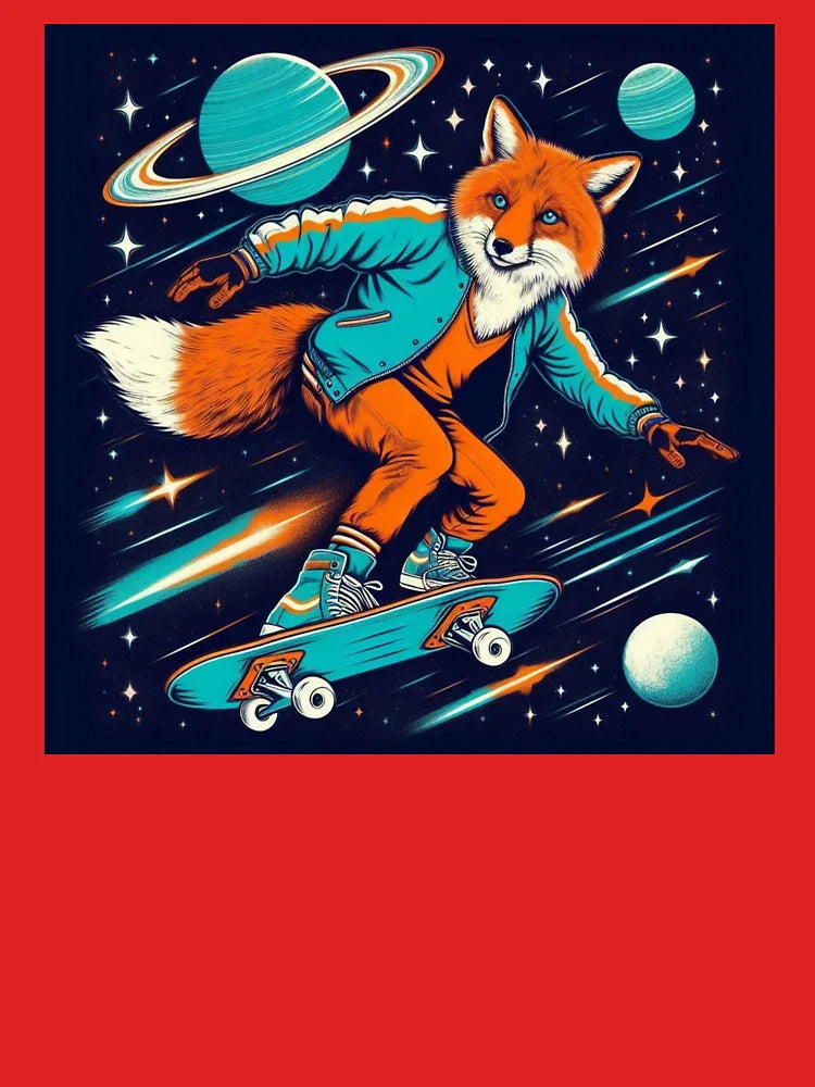 a fox skateboarding in space Classic T-Shirt