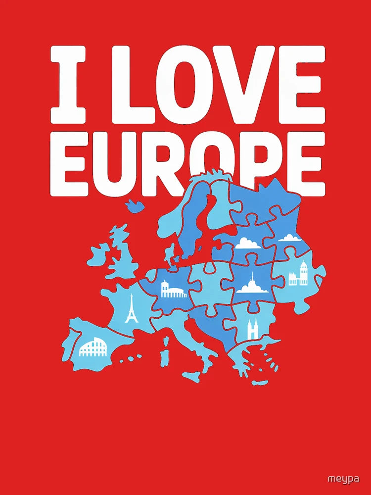 I Love Europe Puzzle Map Adventure Classic T-Shirt