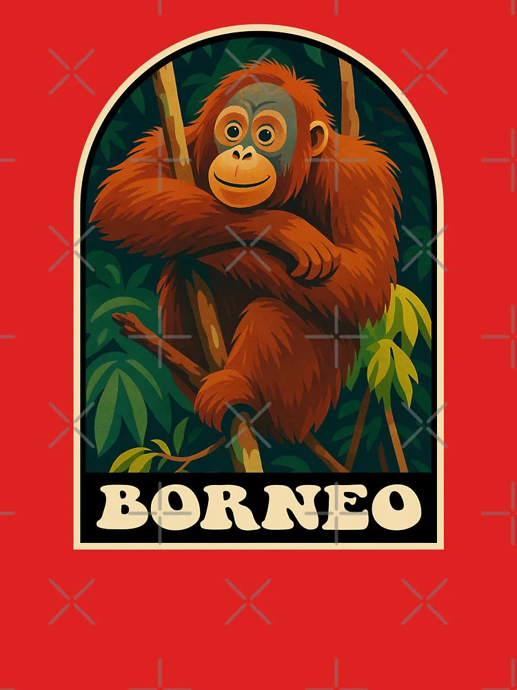 Borneo Orangutan Retro Jungle Wildlife Travel Art Classic T-Shirt