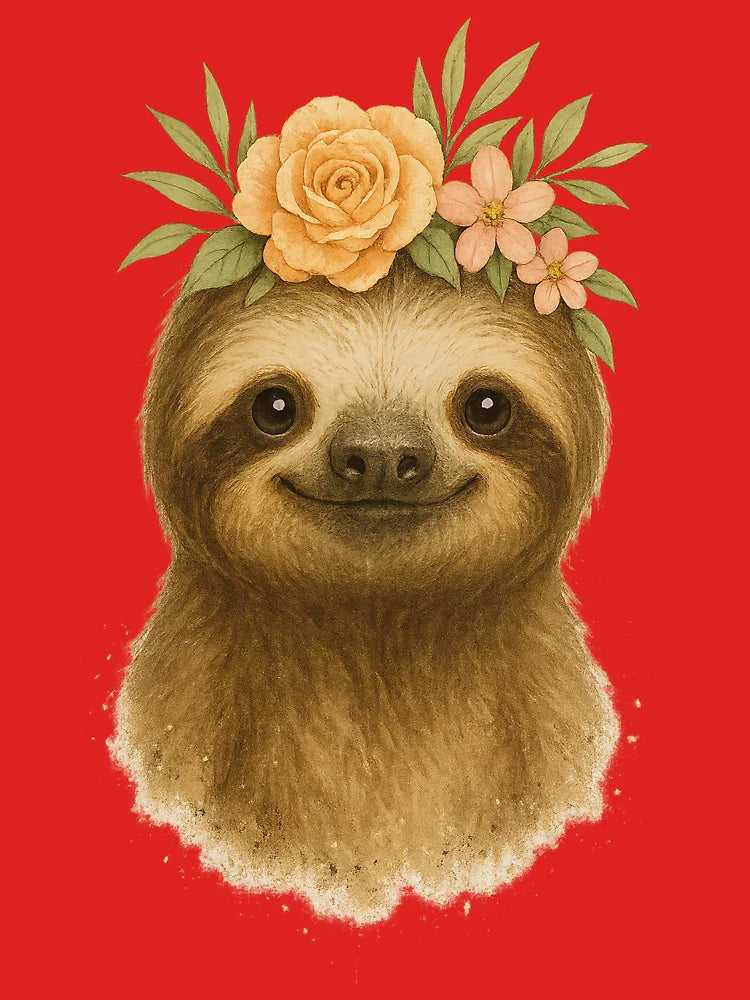 Cute flower sloth – botanical animal portrait as a watercolor painting Classic T-Shirt