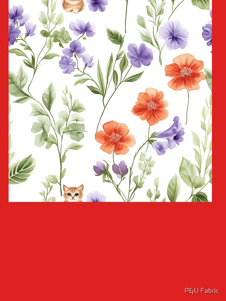 Orange cute kitten in the flower garden Classic T-Shirt