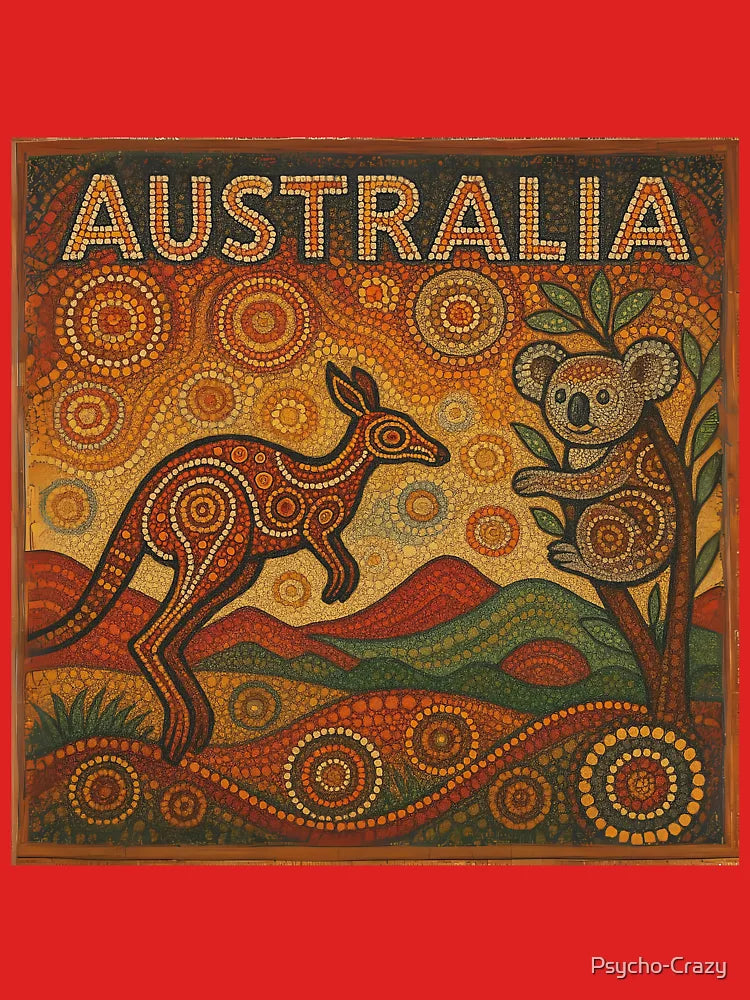 Australia - Vibrant Aboriginal Dot Art Featuring Kangaroo & Koala Classic T-Shirt