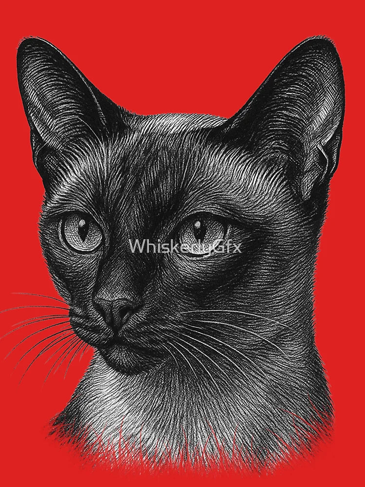 Chic Siamese Cat Engraving for Cat-Loving girls Classic T-Shirt