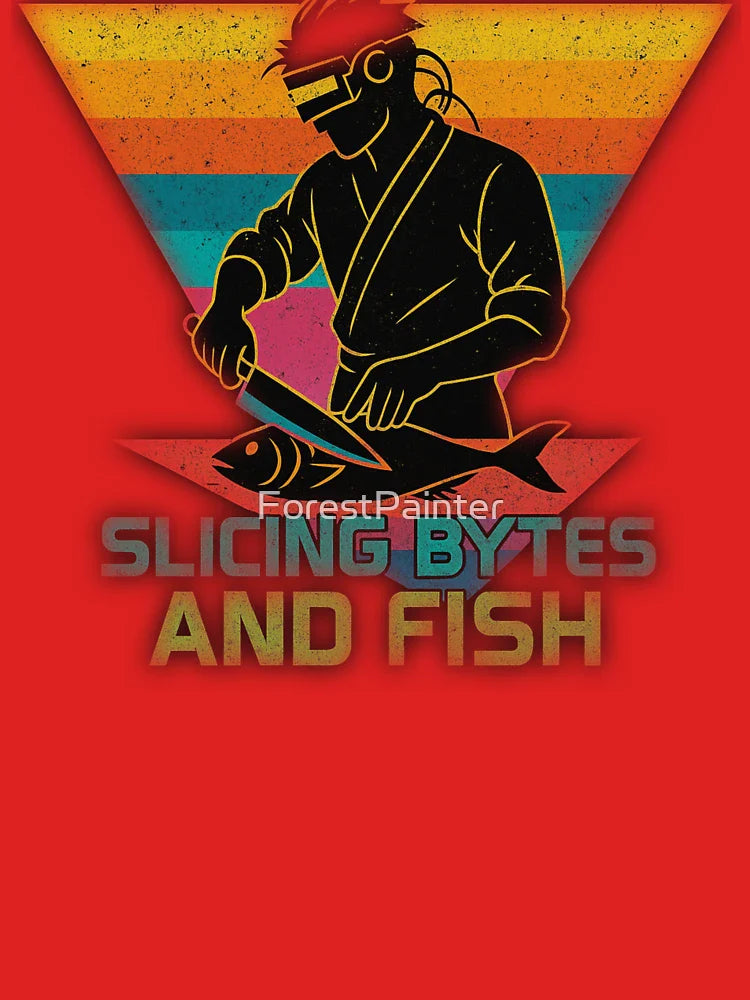 Slicing Bytes and Fish – Coding & Fishing Pun Tee Classic T-Shirt