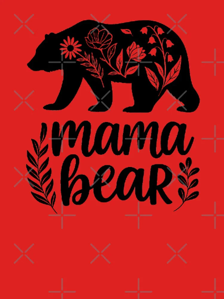 Mama Bear Floral Silhouette | Nature-Inspired Black & White Design Classic T-Shirt