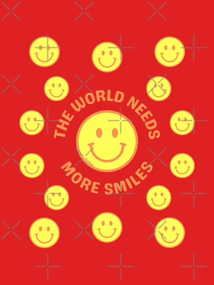 The World Needs More Smiles, Lots of Smiley Face, Happy, Yellow, Orange Classic T-Shirt