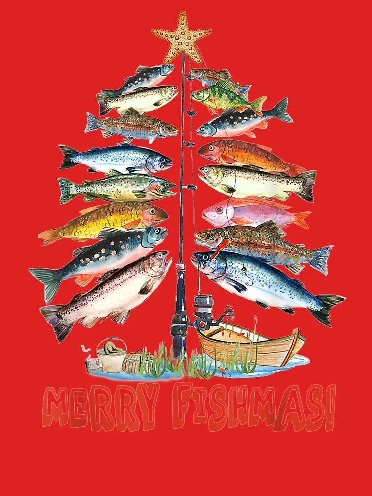 Merry Fishmas Christmas Tree Fish Funny Fishing Classic T-Shirt
