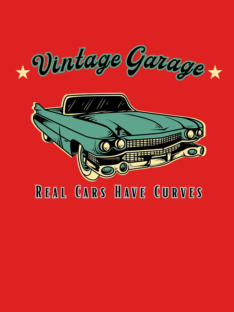 Vintage Garage, Real Cars have Curves Classic T-Shirt