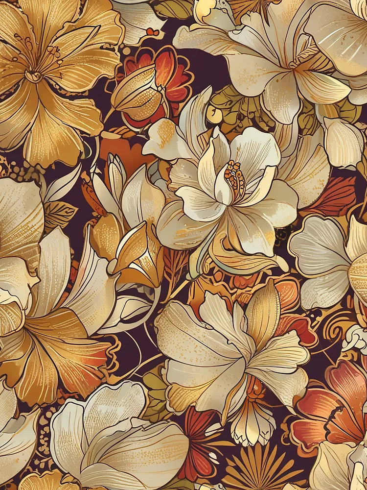 Elegant Floral Pattern With Warm Autumn Colors Classic T-Shirt