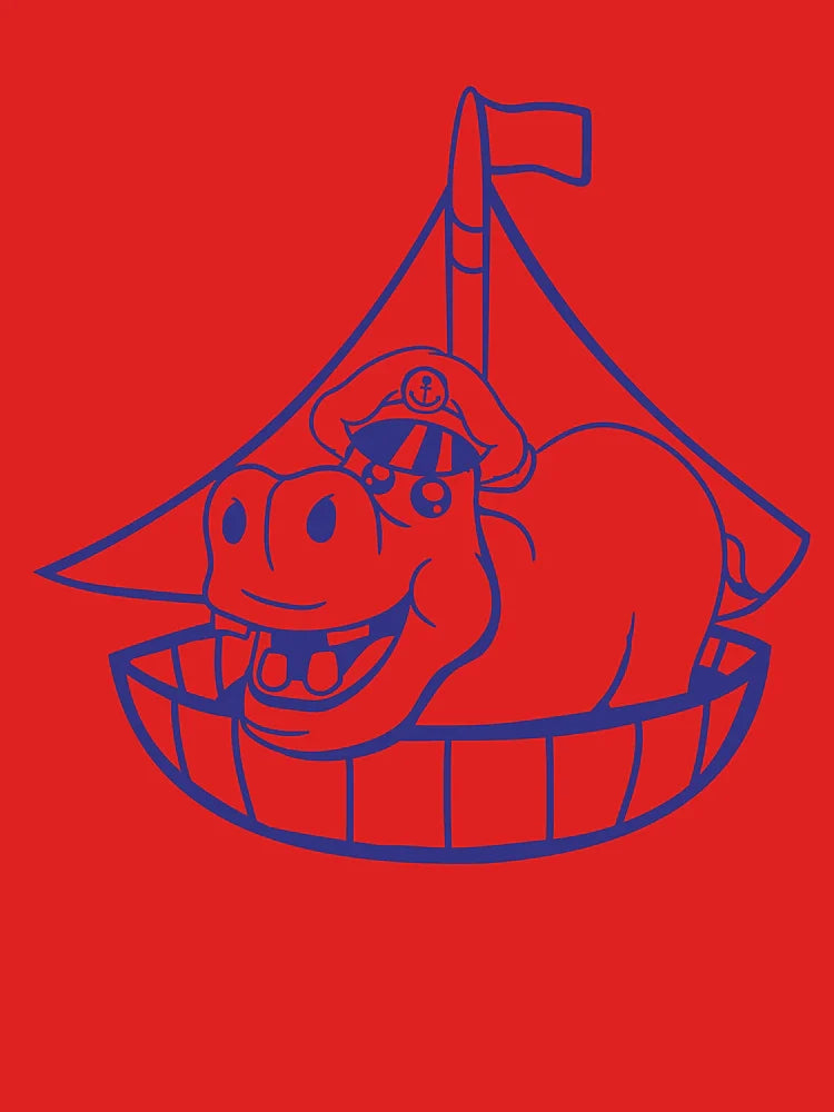 Funny Hippo Captain Sails Cute Cartoon Comic Classic T-Shirt