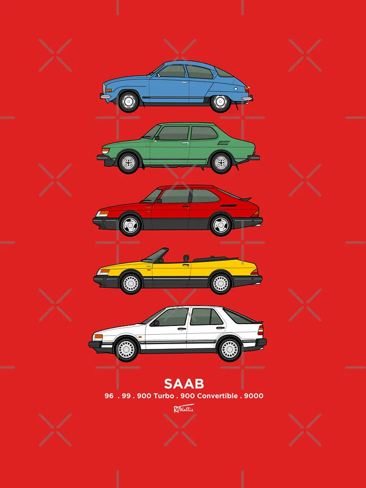 Saab Classic Car Outline Illustration Classic T-Shirt