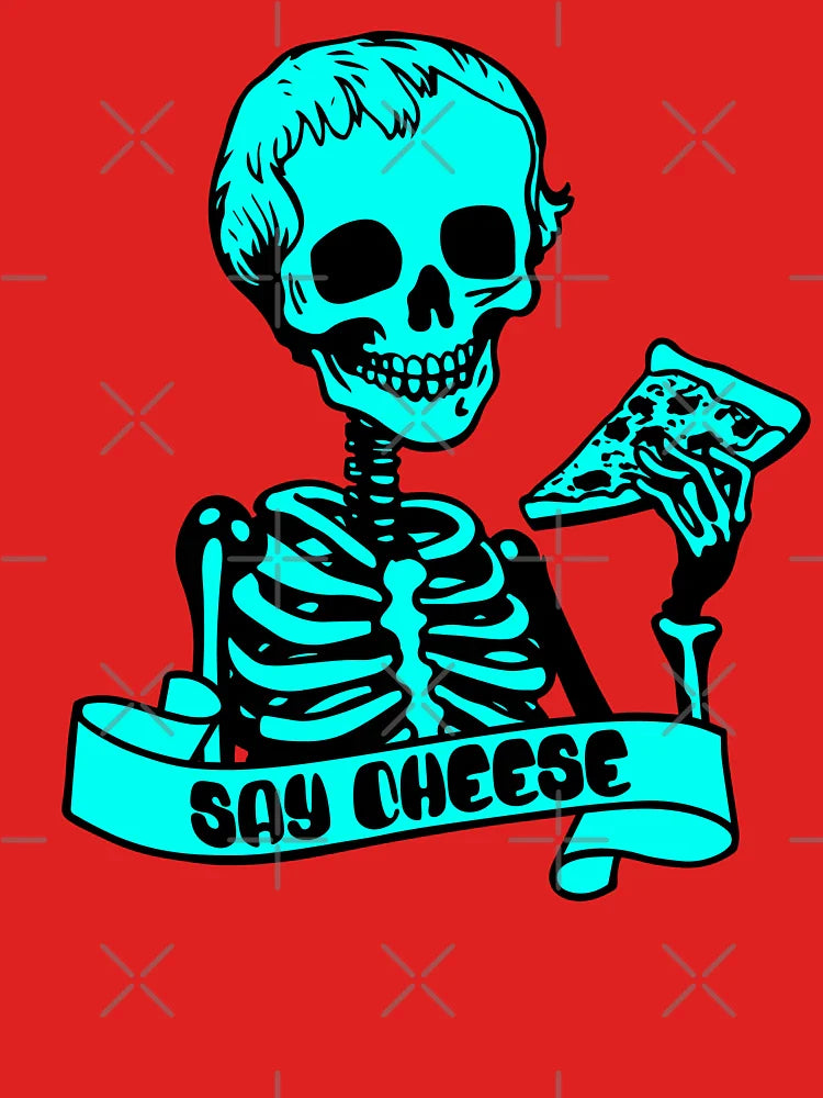 Say Cheese – Cyan Blue Punk Skeleton Pizza T-Shirt Classic T-Shirt