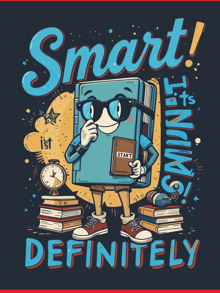 Smart Book Character Funny School Cartoon Graphic Design Classic T-Shirt