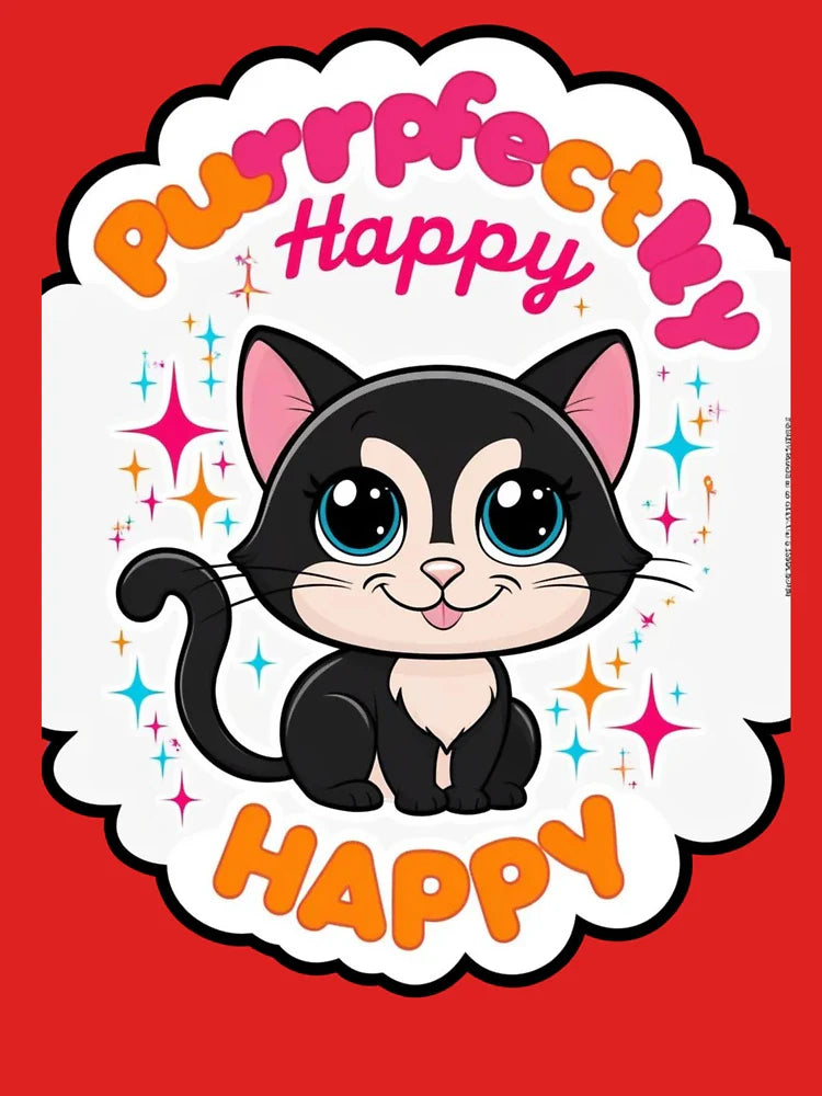 Purrfectly Happy – Cute Black Cat Design Classic T-Shirt