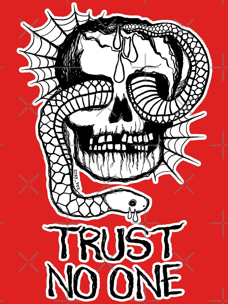Trust No One Skull Snake Spiderweb Edward Teach tattoo  Classic T-Shirt