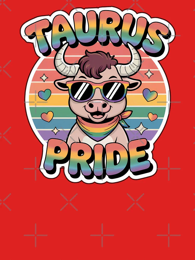Taurus Pride Month Sticker | Cute Rainbow Bull Zodiac Design Classic T-Shirt