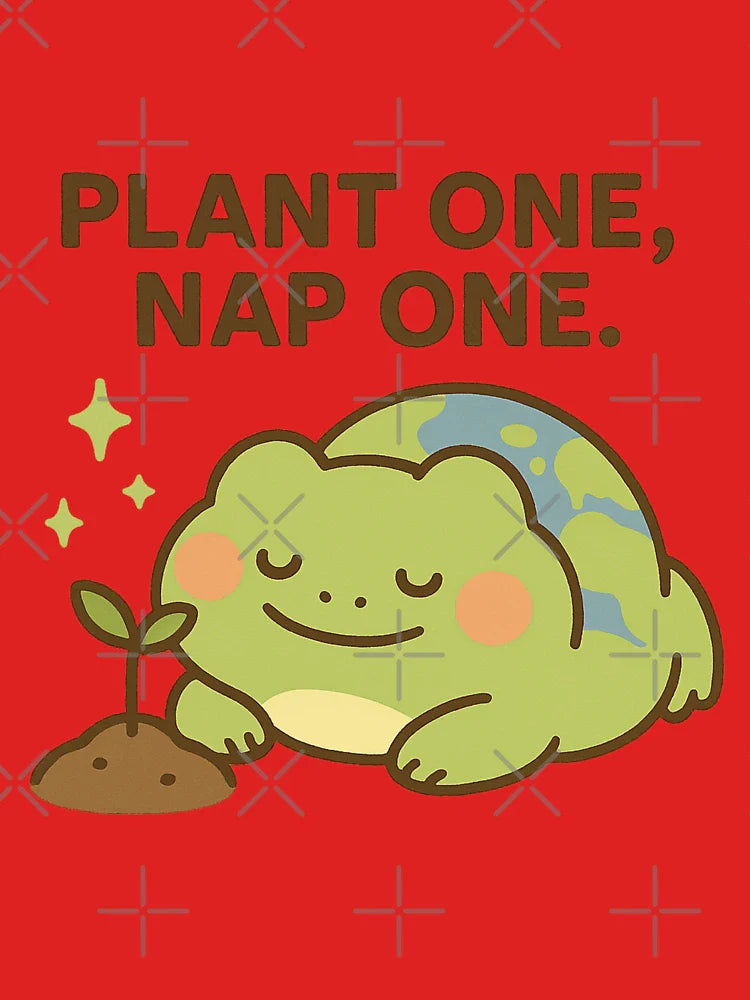 Earth Frog Sticker Plant Nap Eco Cute Nature Classic T-Shirt
