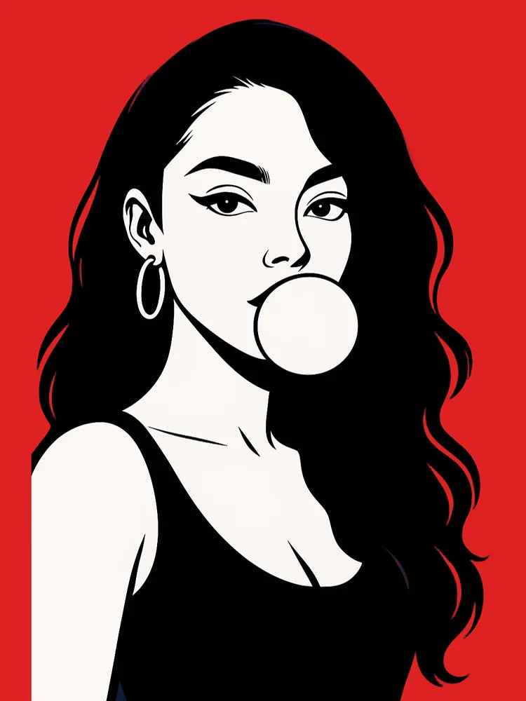 Badass Girl and Bubble Gum Portrait Classic T-Shirt