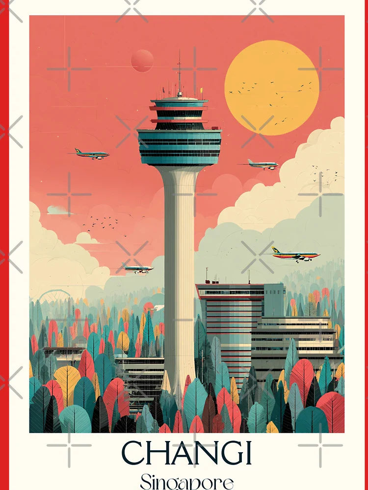 Changi Poster – Control Tower & Tropical Horizon Classic T-Shirt