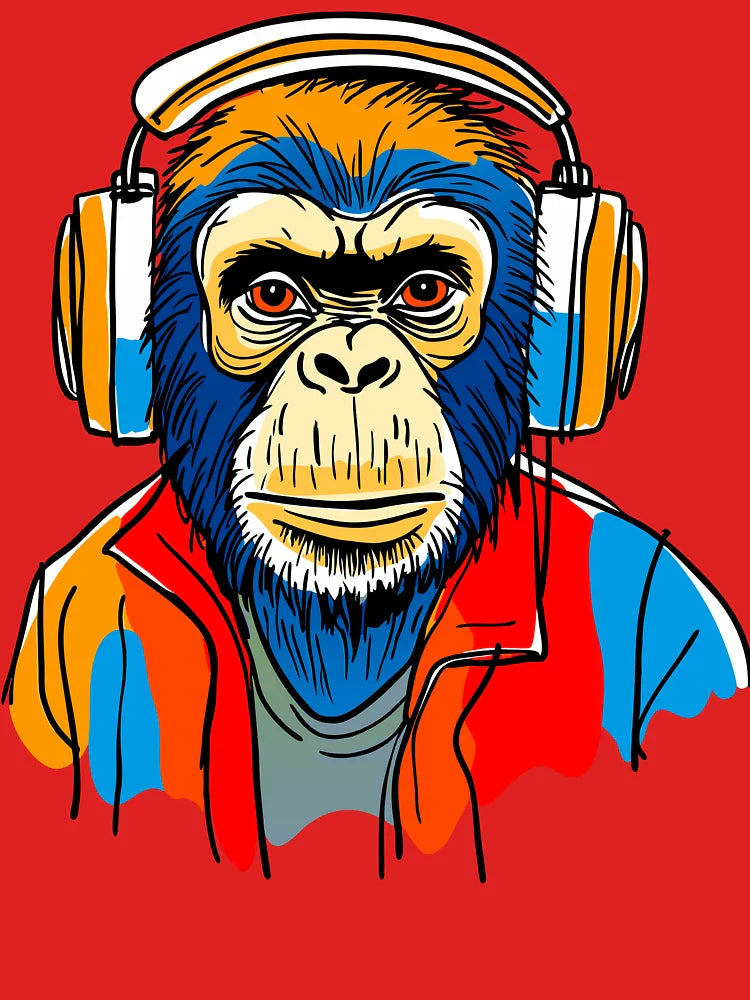 Monkey with headphones Classic T-Shirt