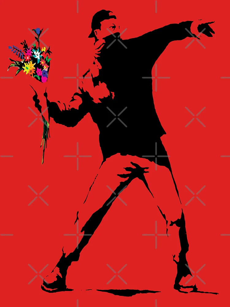 Banksy Protester Throwing Flowers  Classic T-Shirt